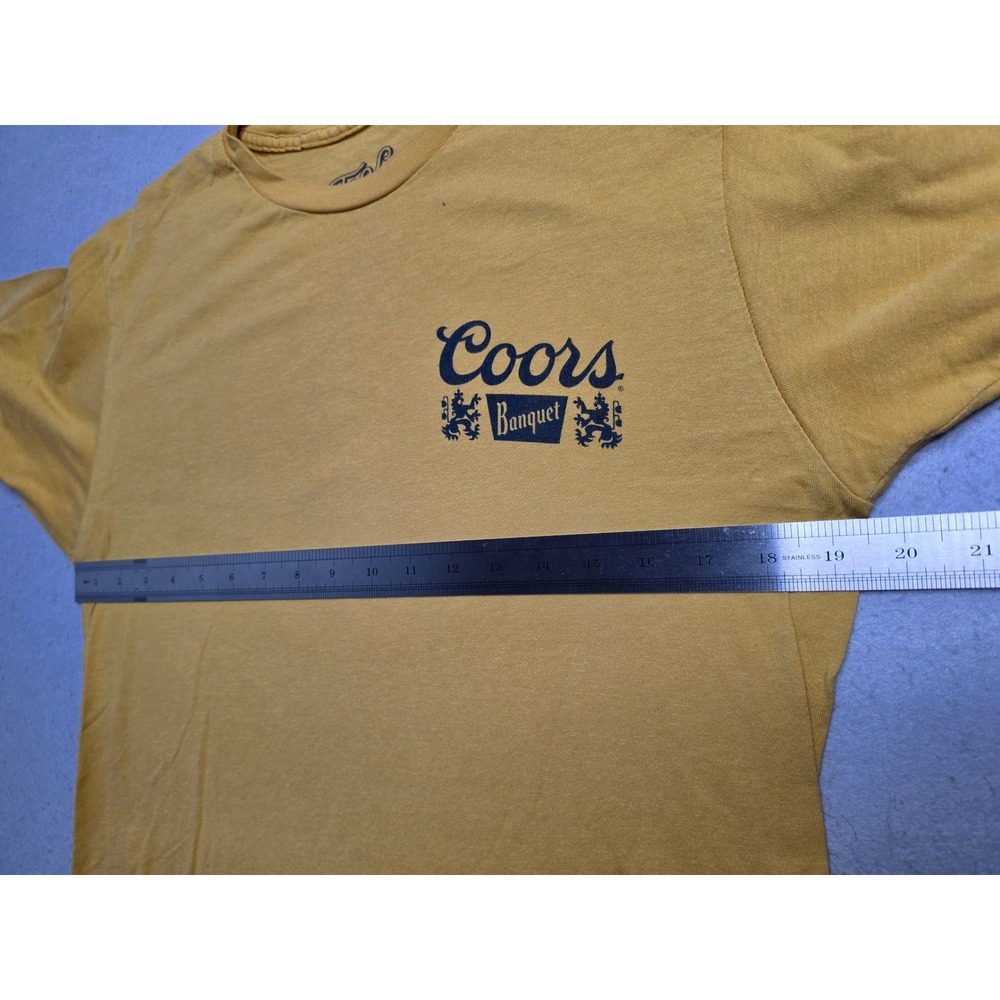Tee Luv T-Shirt Mens Medium Mustard Coors Banquet Beer Golden Colorado Waterfall - Picture 7 of 7
